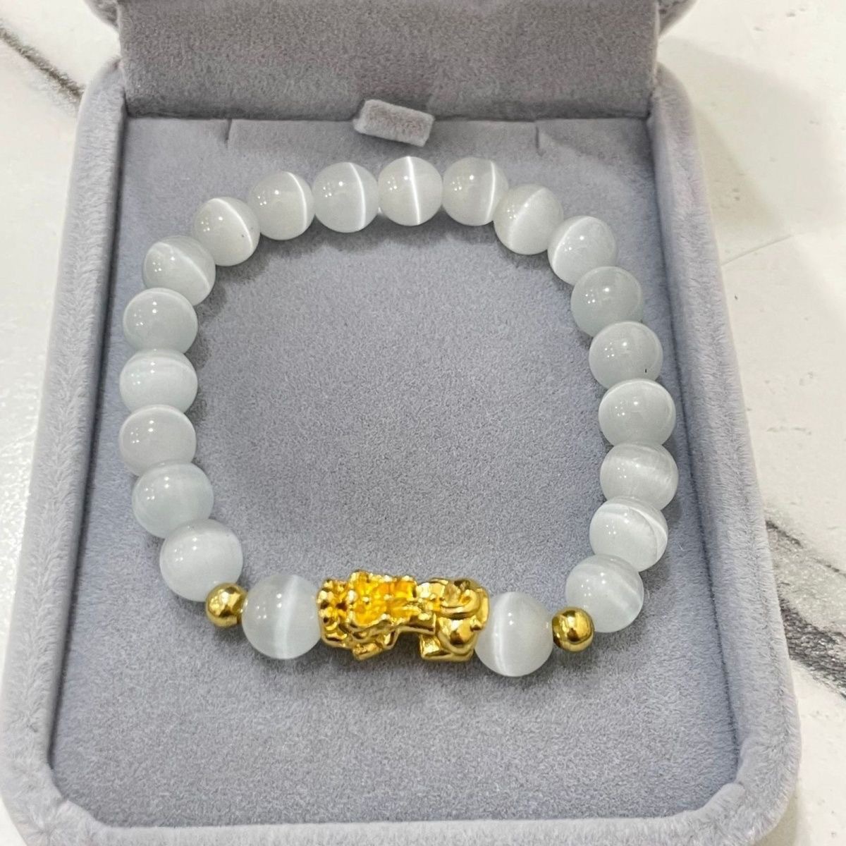 【Top-notch Sweet Potato Same Style Cat's Eye Stone Pixiu Female Design Light Luxury High-end Crystal Bracelet New Year Gift