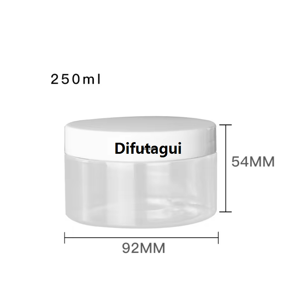 Difutagui 1pcs Black Lid 89Dia.Cosmetic Container 200ml 250ml 300ml 400ml Sales promotion 500ml Refillable Portable Packaging Empty Plastic Cream Jars