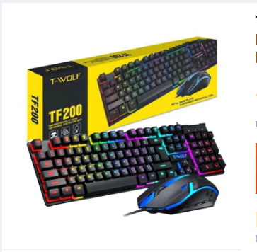 T-WOLF TF 200 RGB LED Backlight USB Mechanical Gaming Keyboard With Multimedia Keys Support And Mouse Combo