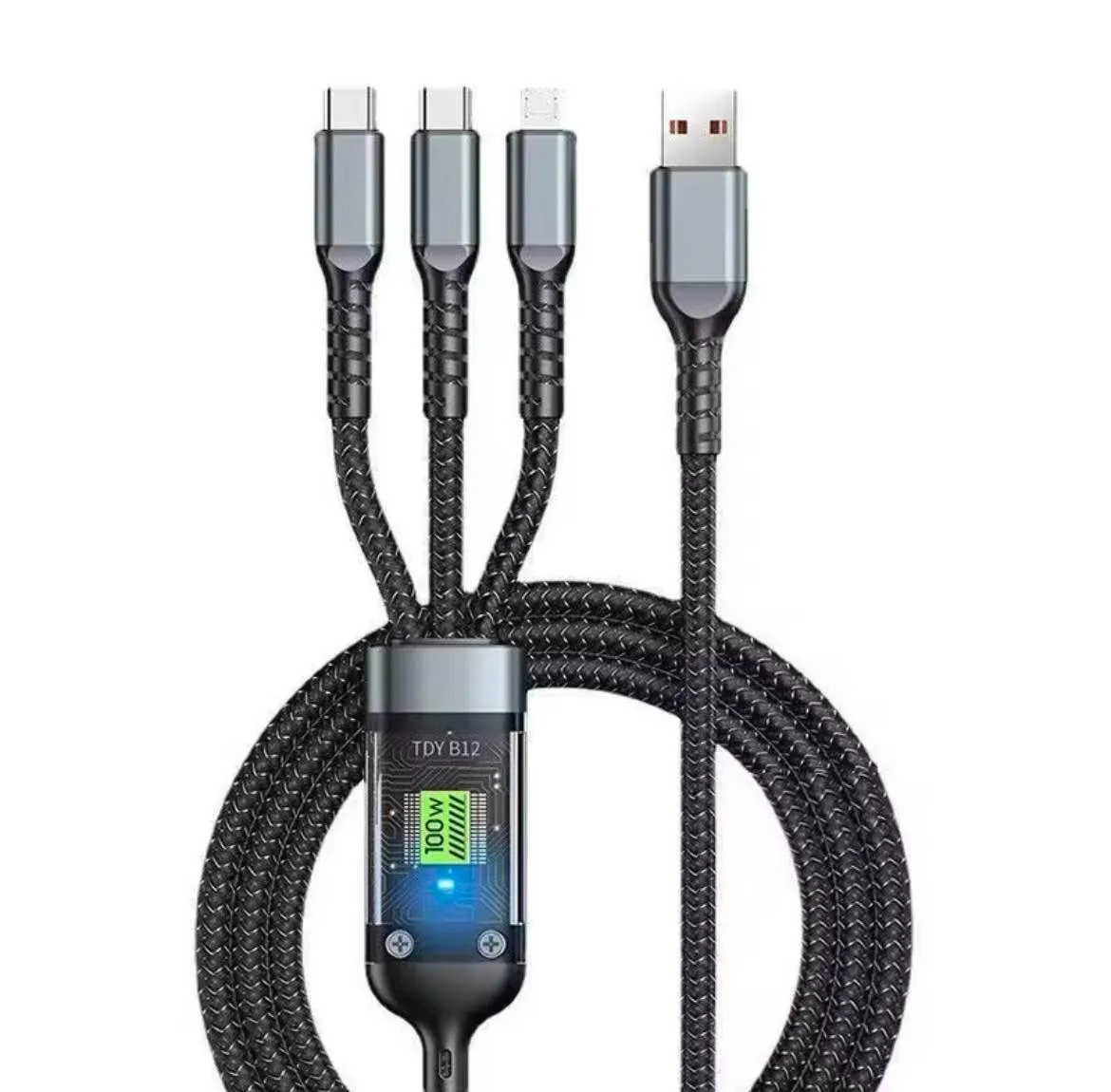 100W 3 in 1 charger| Transparent 3 in 1 Super fast charging Cable | Universal Cables