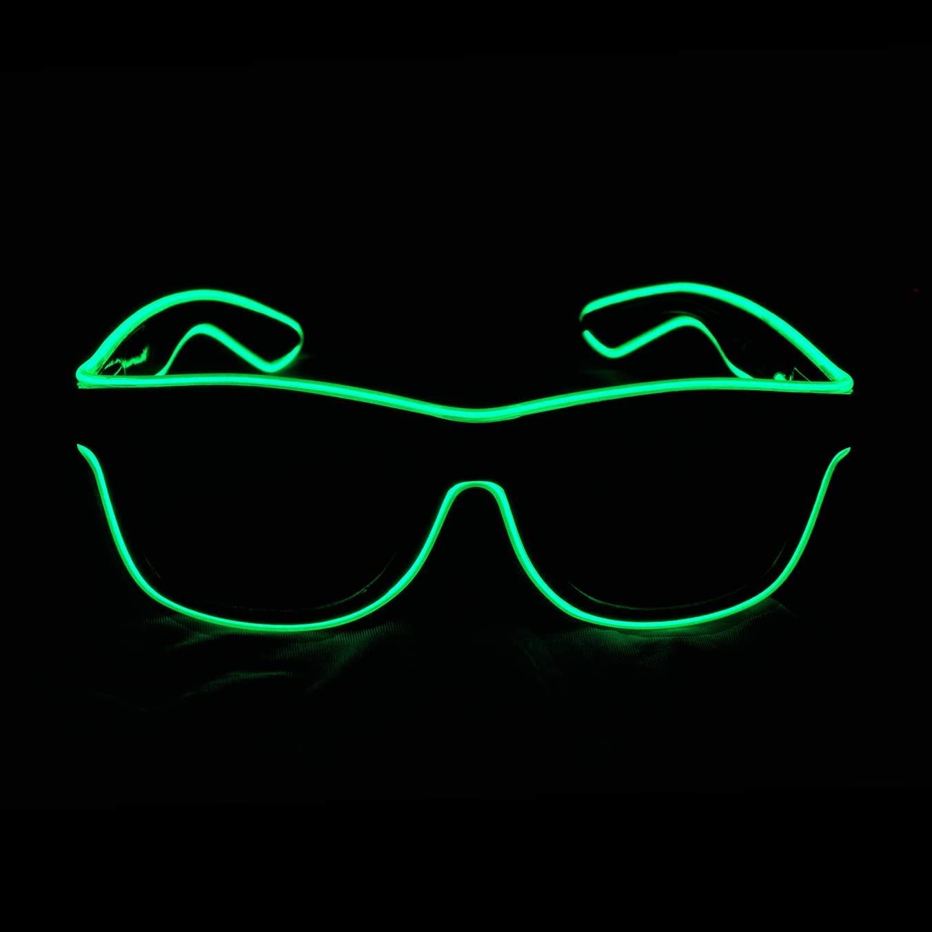 Spunky Addons Wireless LED Glasses USB Rechargeable Light Up Glasses Party Favors LED Unisex Sunglasses Glowing Luminous Eyewear