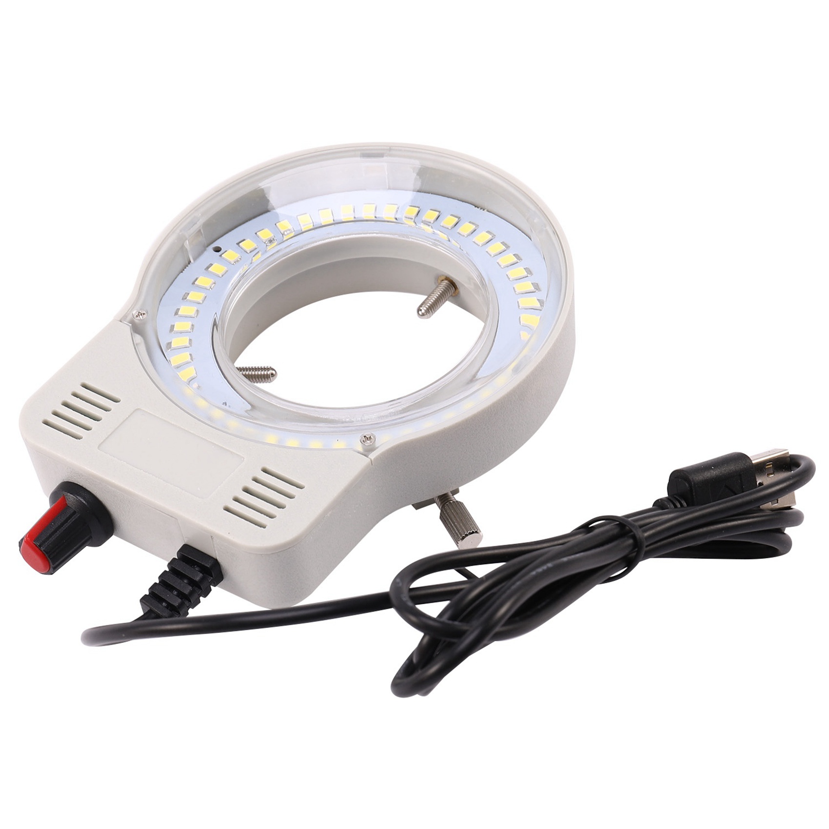 OUMERY 3X 48 LED Industrial Microscope Camera Ring Lamp Light Illuminator Lamp Adjustable Brightness USB Interface