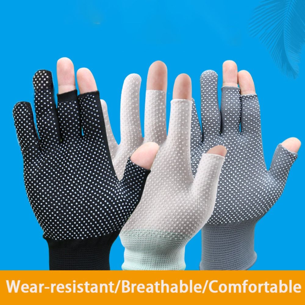 Sun Protection Stretch Anti-Slip Fishing Gloves Sports/Biking Open Three Finger Cycling Gloves Sunscreen Spring Summer Gloves Men/Women