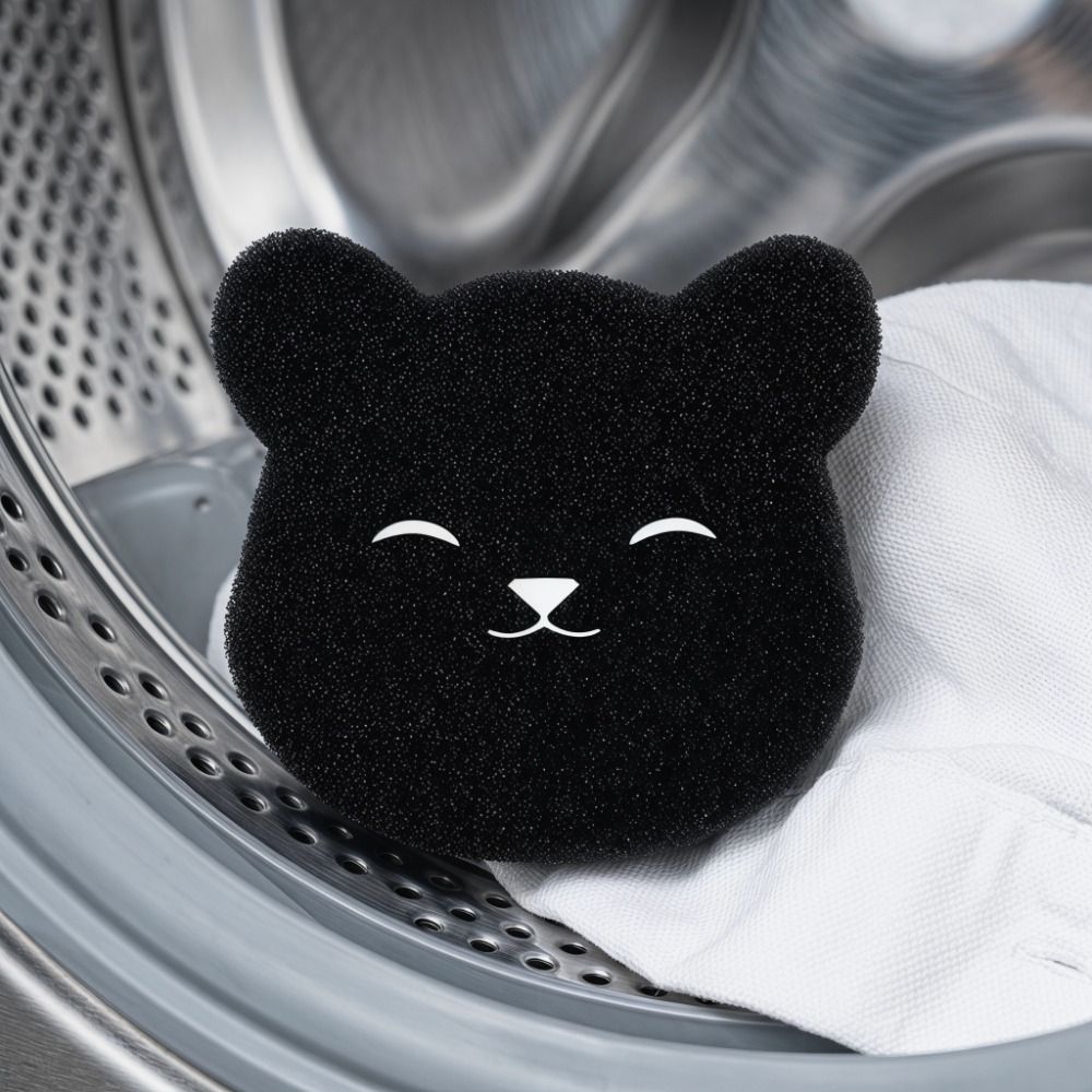 4 pcs Multi-Purpose Bear Shape Pet Hair Remover Black Household Laundry Adhesive Film Wet Dry Use Reusable Laundry Ball Sofa