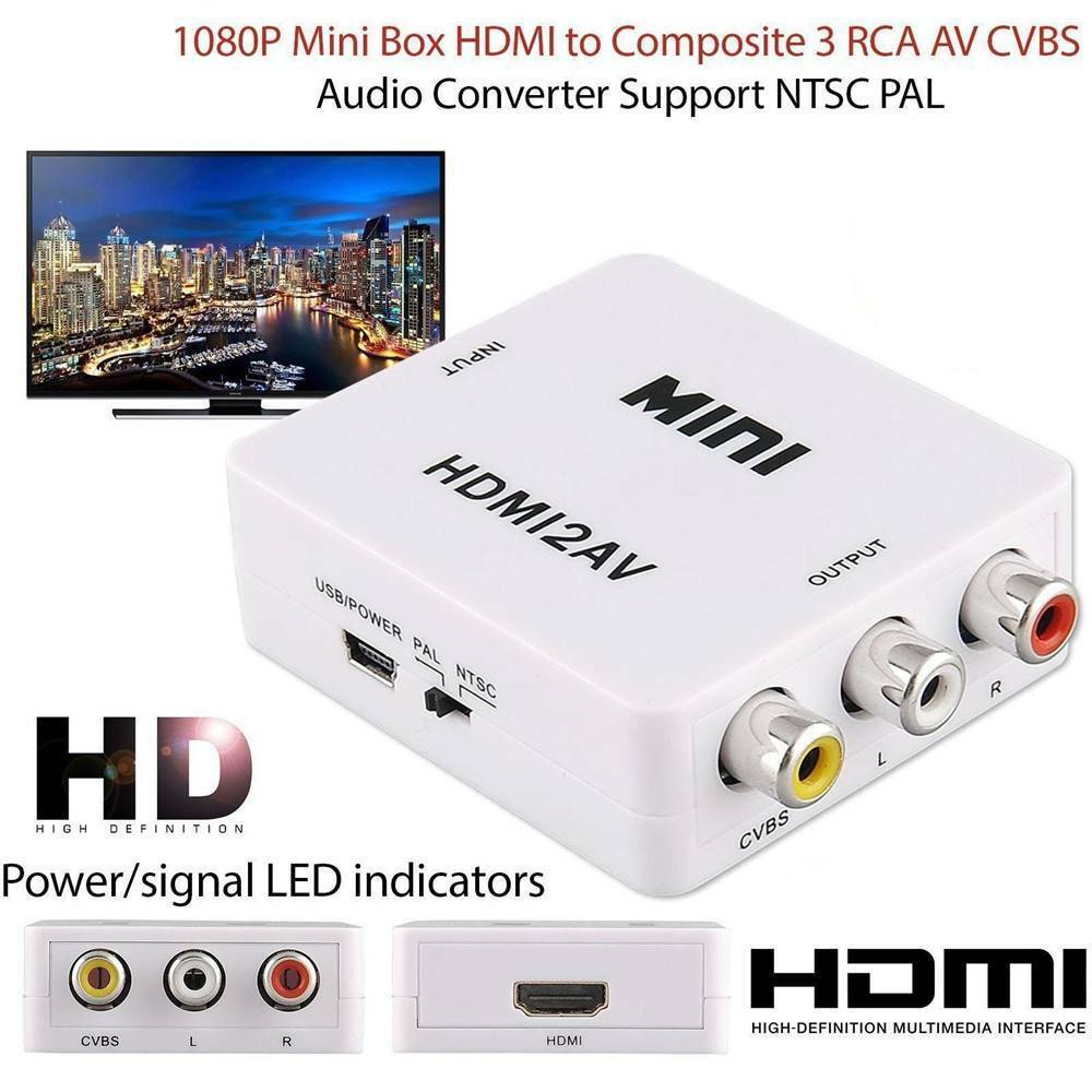 Mini HD Video Converter Box Hdmi Rca Av/Cvsb L/R Video Adapter