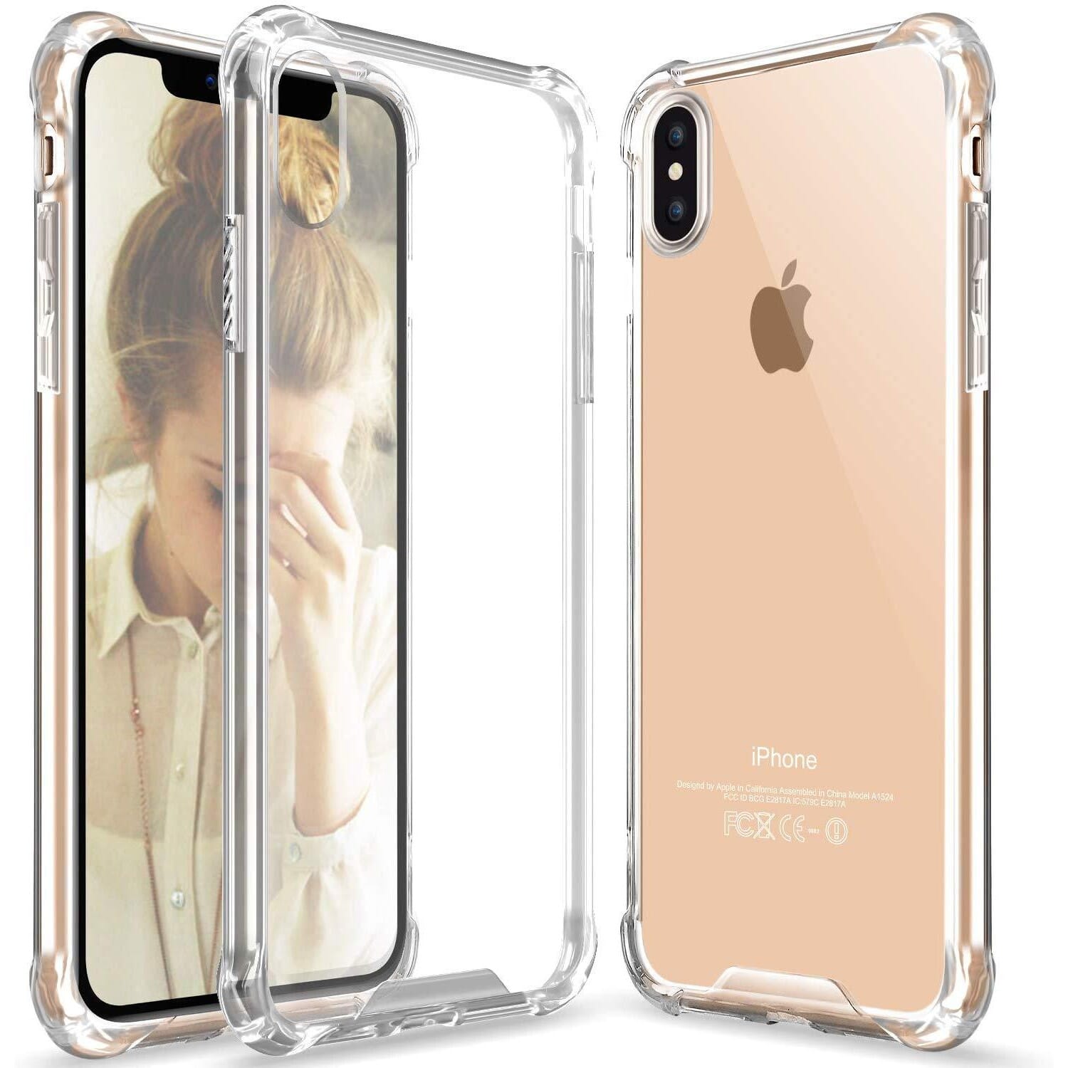 iPhone Xs Max Crystal Clear Case Slim Hybrid Shockproof Anti-Scratch Hard Back Soft Shock Absorption Technology TPU Bumper Drop Protective Case