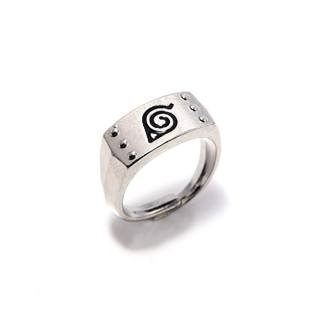 Anime Naruto Figure Ring Konoha Ninja Logo Sign Sasuke Itachi Ninja Metal Jewelry Cosplay Naruto Ring Open Adjustable Ring
