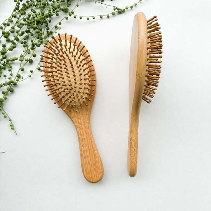 Natural Bamboo Paddle Hair Brush | Natural Wooden Comb for Long, Curly & Frizzy Hair | Anti-Static Detangling & Scalp Massage Brush