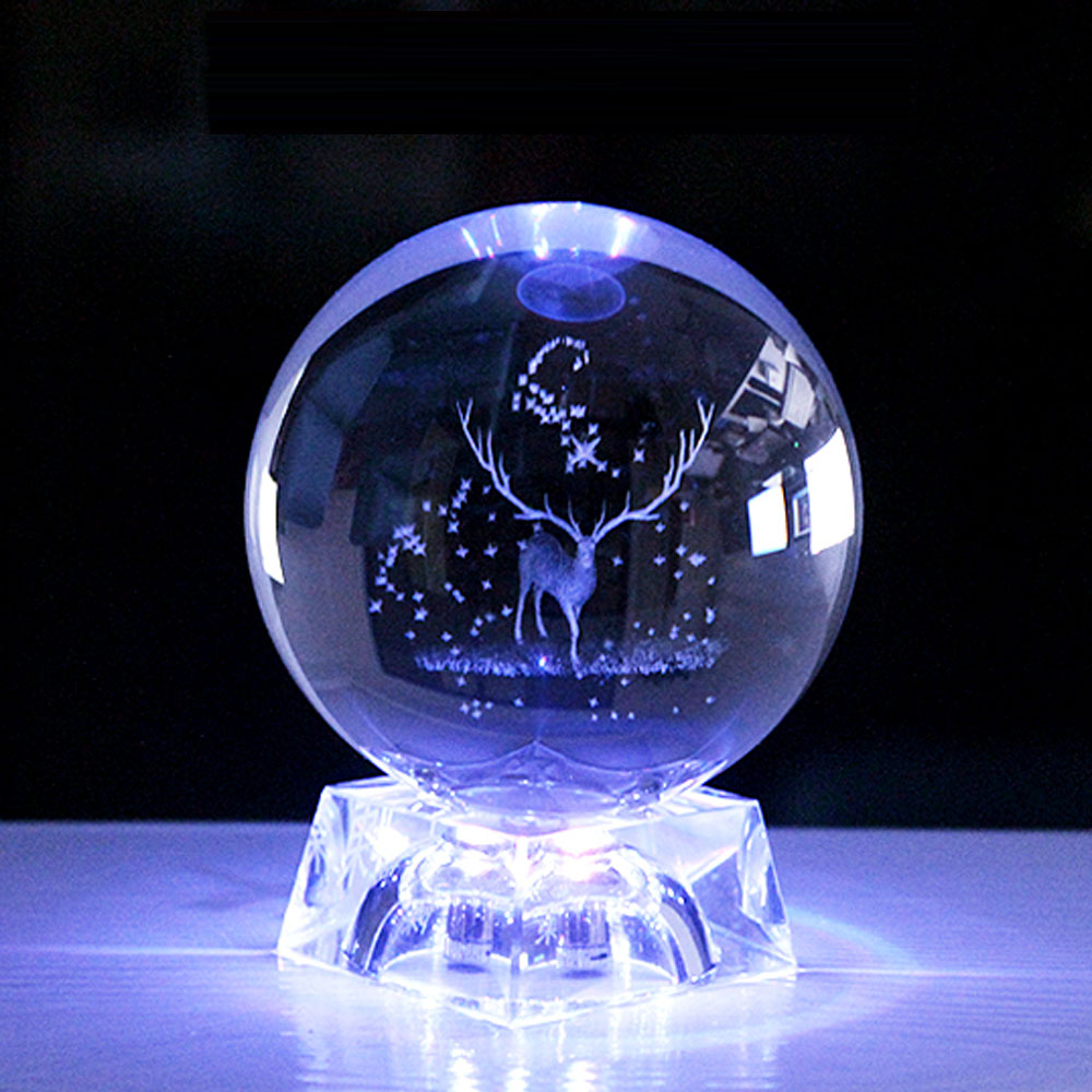 NEW 【Innovative design】2020 3D 6CM RGB LED Crystal Ball Lamp Christmas Reindeer Home Table Bedroom Decoration Night Light Novelty Illuminate Lamp Gift