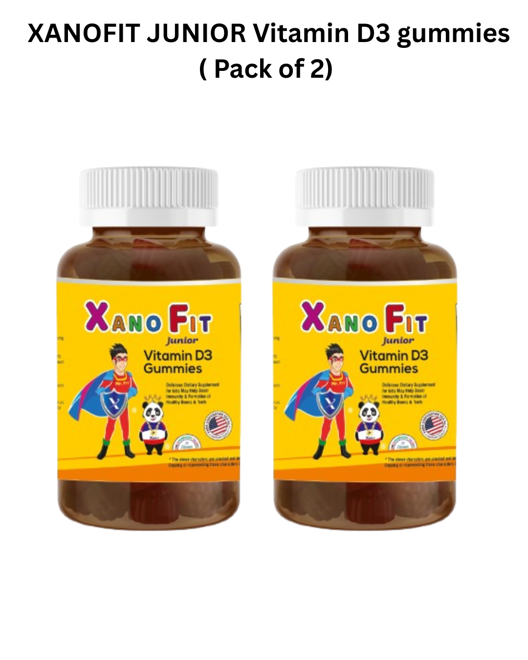 Pack of 2 Xano fit Junior Vitamin D3 Gummies - 20 Gummies for Strong bones and development