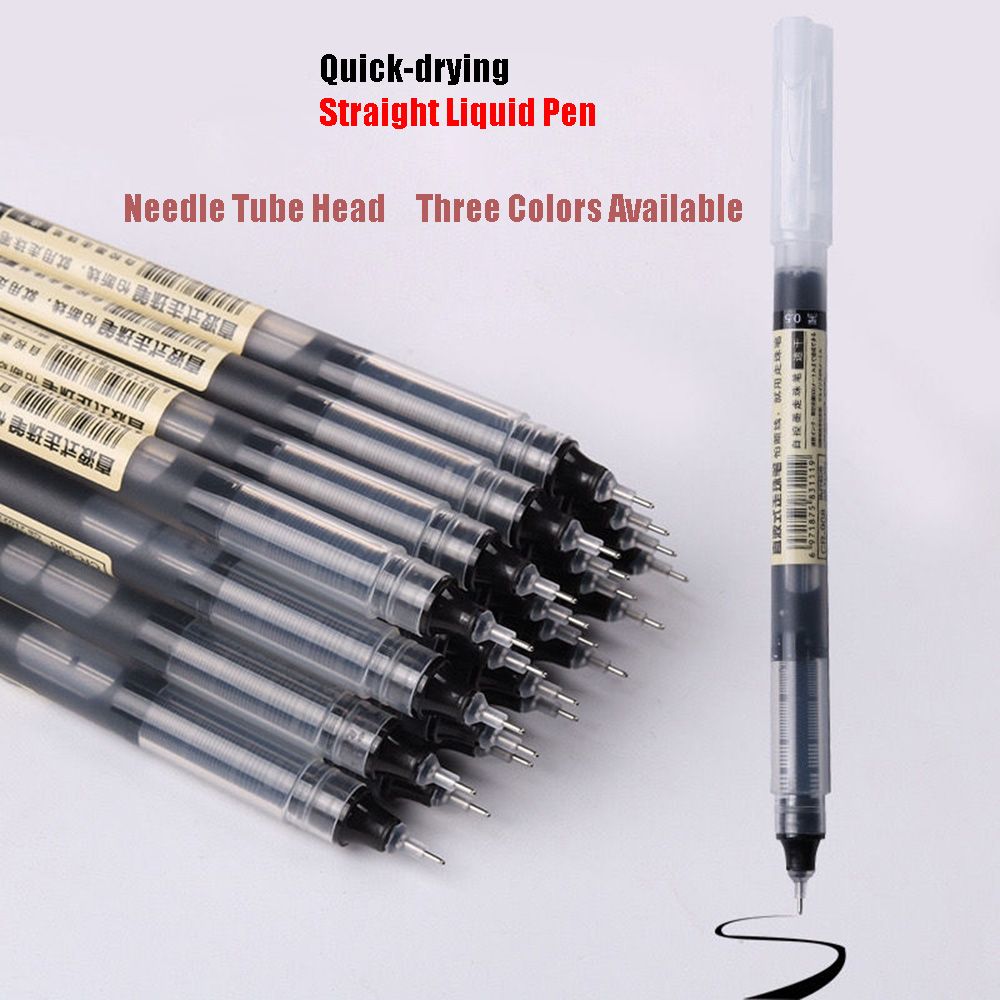 Stationery High Capacity 0.5mm Full Needle Tube Straight Liquid Pen Gel Pen Rollerball Pen Quick-drying