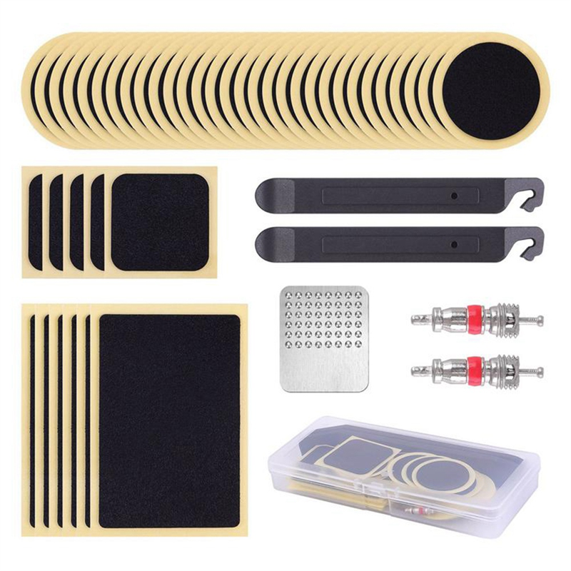 Sptrry46PCS Tube Patch Kit Self-Adhesive Patches Metal Rasp and Lever Kit Portable Outdoor Cycling Bike Tire Repair Tools