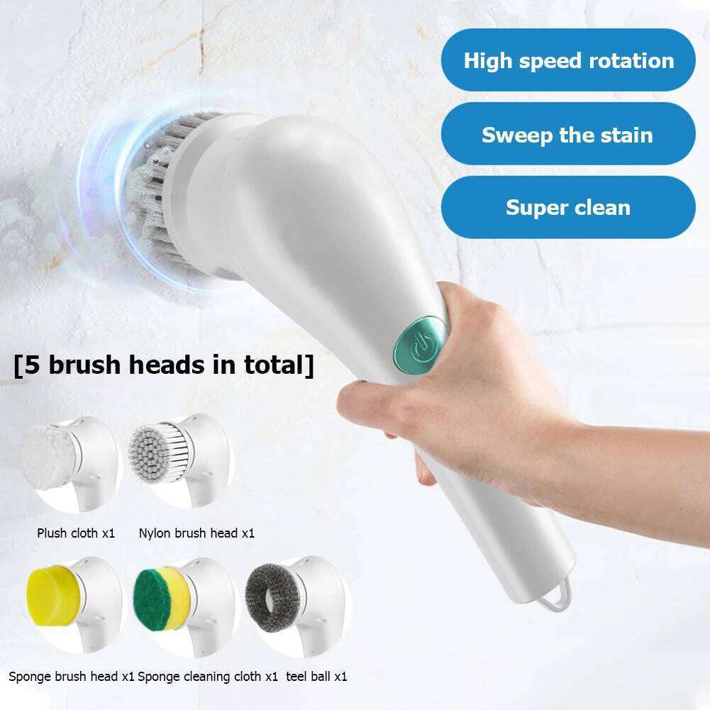 5pcs Cleaning Practical Bathroom Kitchen Electric Clean Brush Heads Convenient Accessories Home Washing Tools