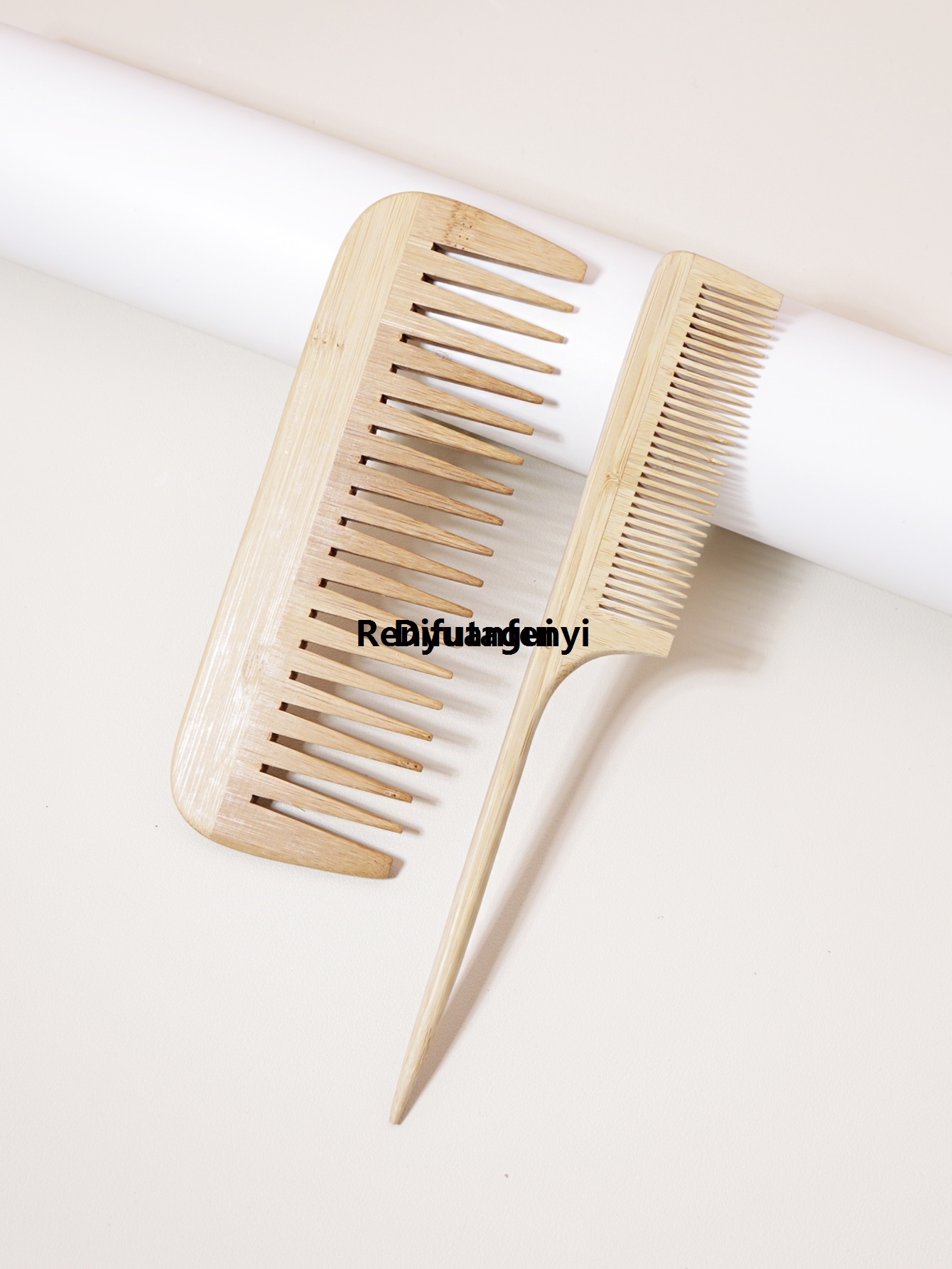 Difutagui 2PCS natural bamboo and wood comb set, anti-static, wide 2025 New toothed comb, pointed tail comb, home gift giving