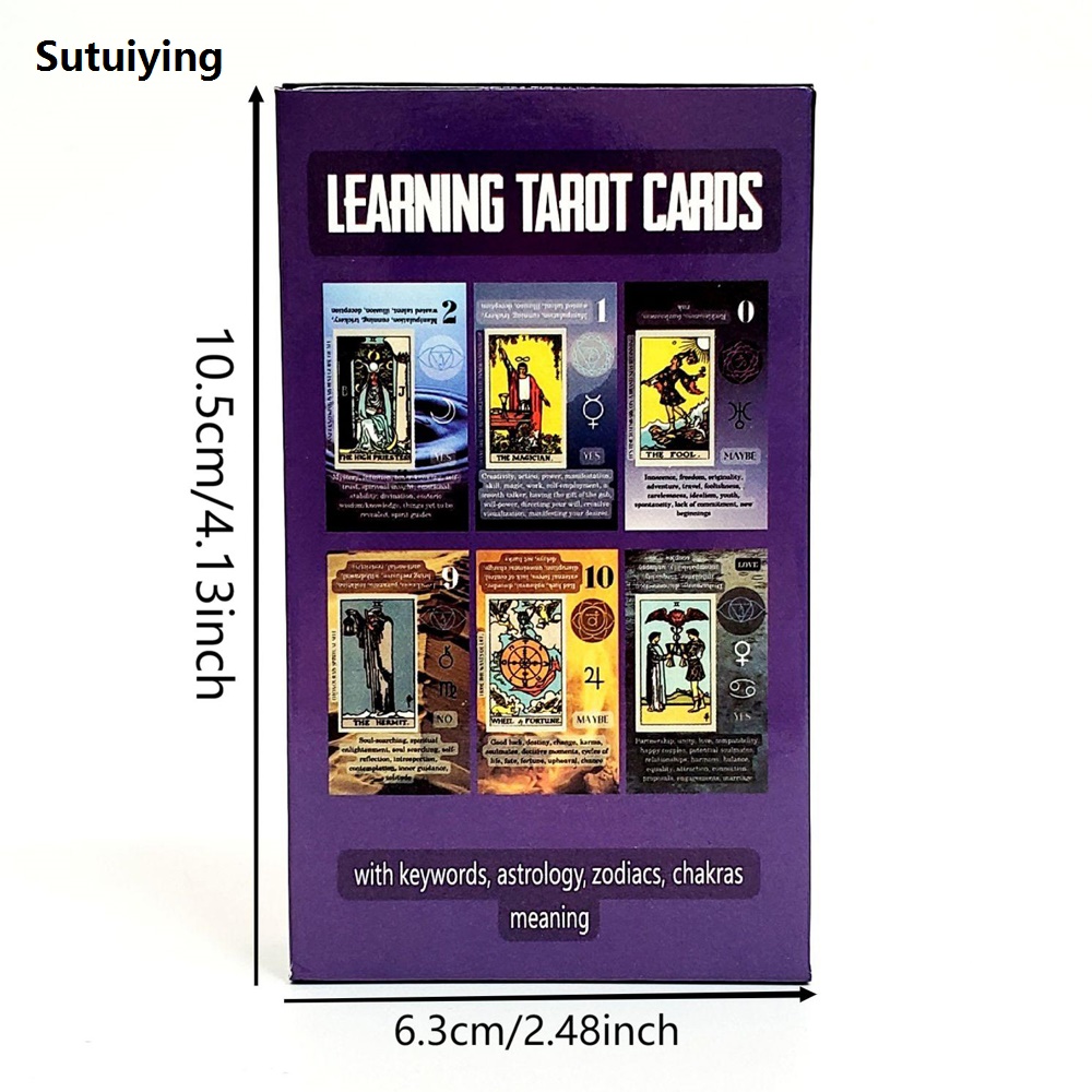 Sutuiying 1 Box Learning Tarot Cards High Quality 78pcs Classic Tarot Cards Luxury With Starter Game Guide, Portable Fortune Telling Board Games