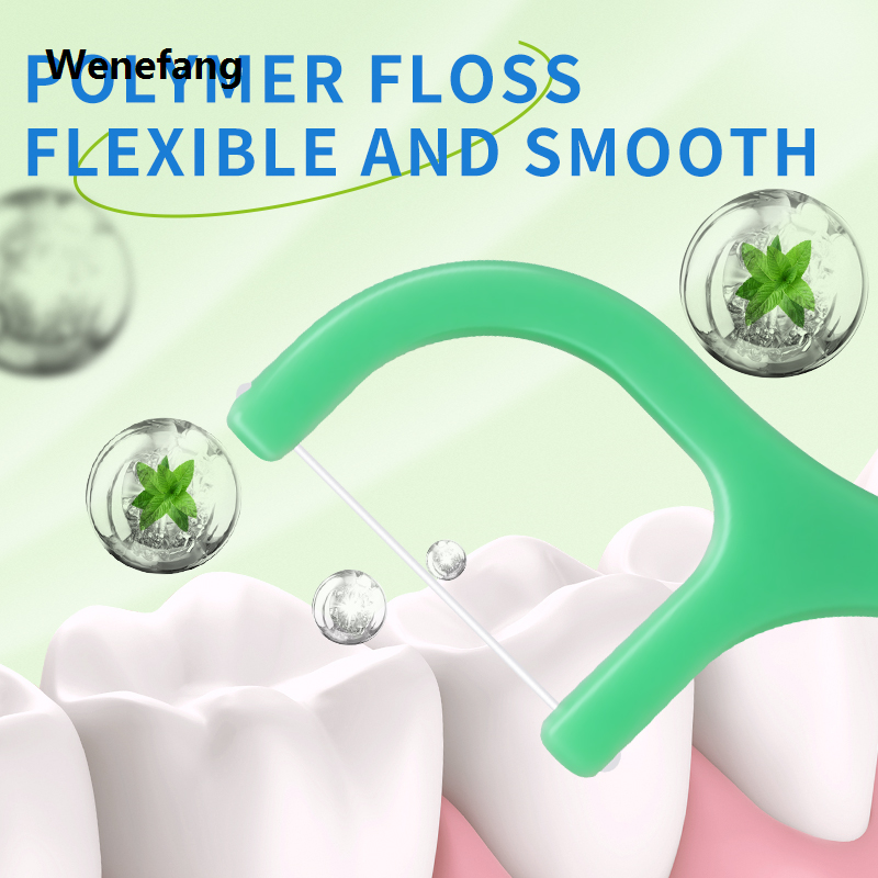 Wenefang 500pcs Mint Flavor Dental Floss Safe High-Grade Toothpick Stick Picks Plastic Toothpicks Ultrathin Peppermint Flavor Teeth Floss