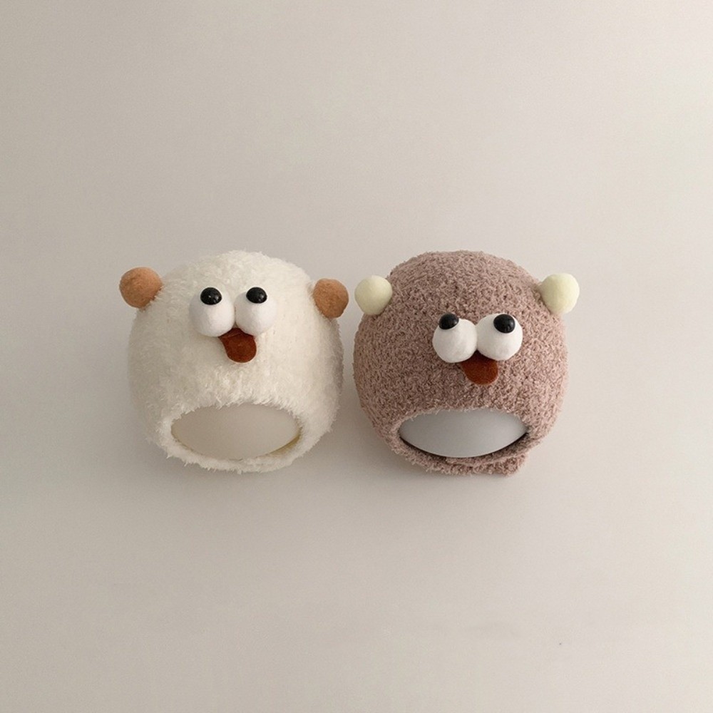 New Warm Knitted Hat Windproof Cute Bear Ear Protection Hat Plush Ball Knitted Beanie Hat 0-2Y