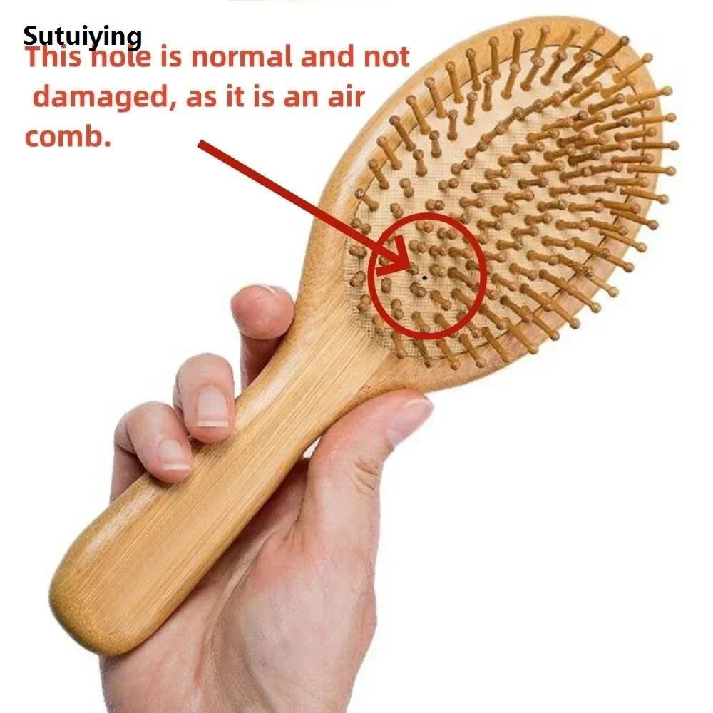 Sutuiying 1PC Wood Comb Professional Healthy Paddle Cushion Hair Loss Massage High Quality Brush Hairbrush Comb Scalp Hair Care Healthy Bamboo Comb