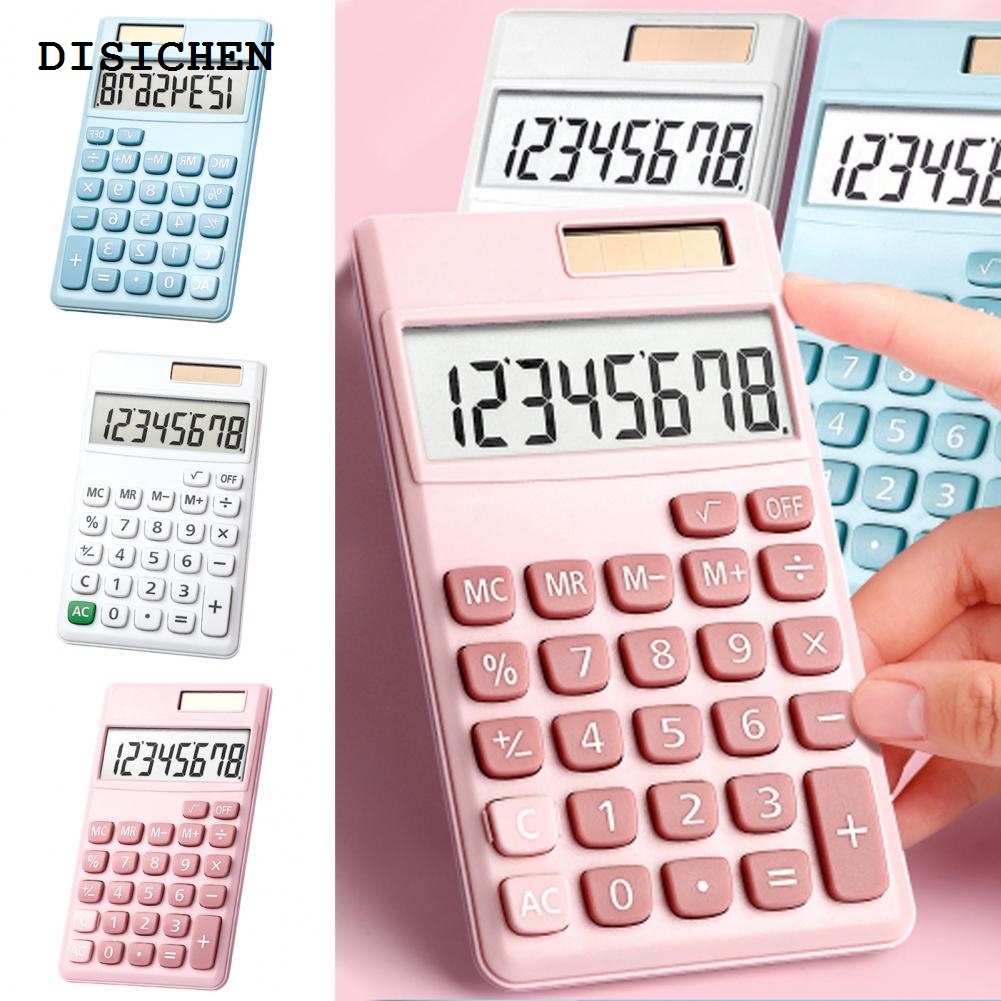 Wenefang Small Size Calculator for On-the-go Use Solar Powered Calculator Solar Powered 8-digit Calculator with for Students for School