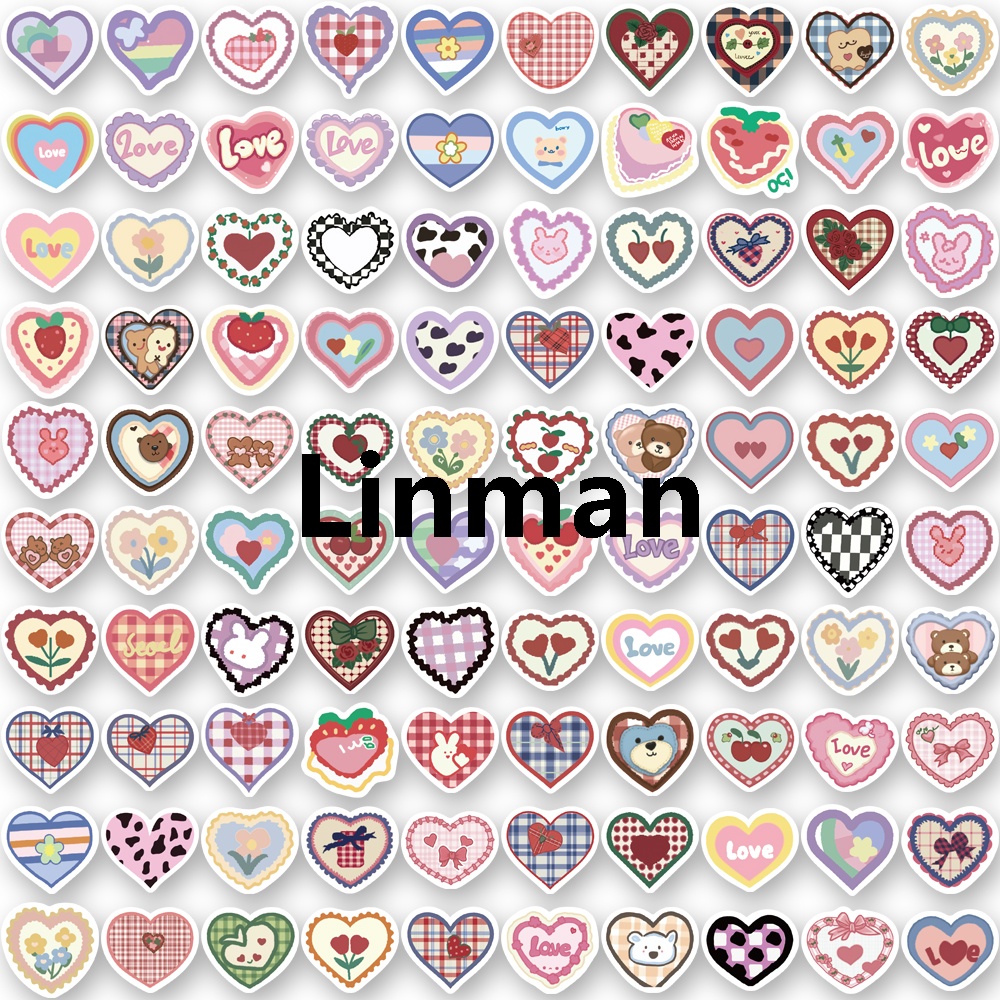 Linman 100PCS Love Stickers Cute Cartoon Account Material Ph one Case Laptop Luggage Water Cup Waterproof Stickers