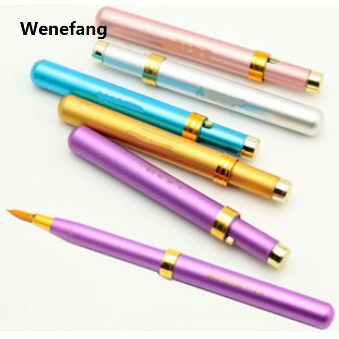 Wenefang 【YIYANGMAOYI111】2pcs/set Silver Lips Makeup Metal Handle Cosmetic High Quality Lipgloss Lipstick Lip Gloss Brush With Protect Cap Random