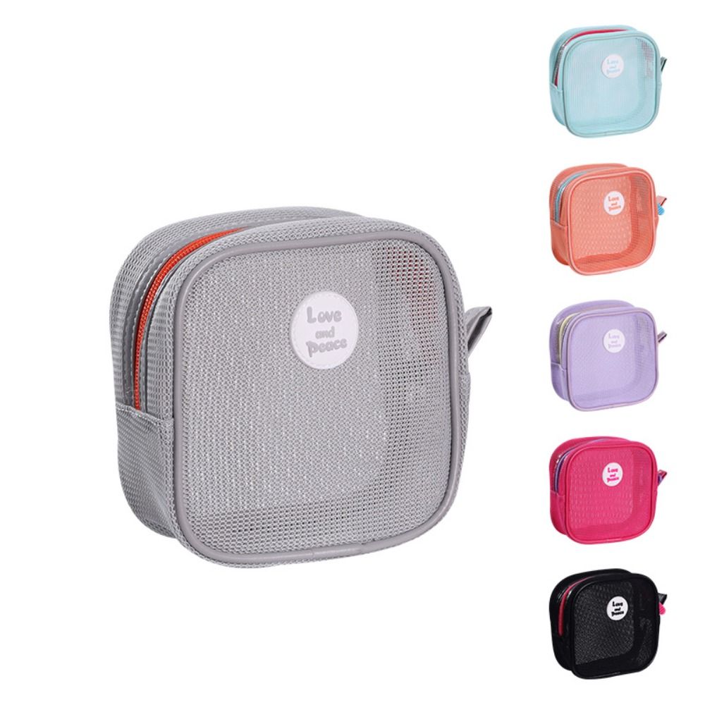 New Mesh Cosmetic Bag Candy Color Portable Makeup Bag Toiletry Storage Bag Women Girls