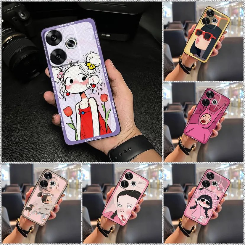 TPU Phone Pouch Phone Case For Redmi Turbo3/Xiaomi Poco F6 5G Graffiti Cartoon Durable Cute Full wrap Protective