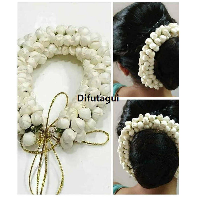 Difutagui Artificial Jasmine Flower Hair Gajra White Sales promotion Color - 1 Pc - Hair Clip - Crown