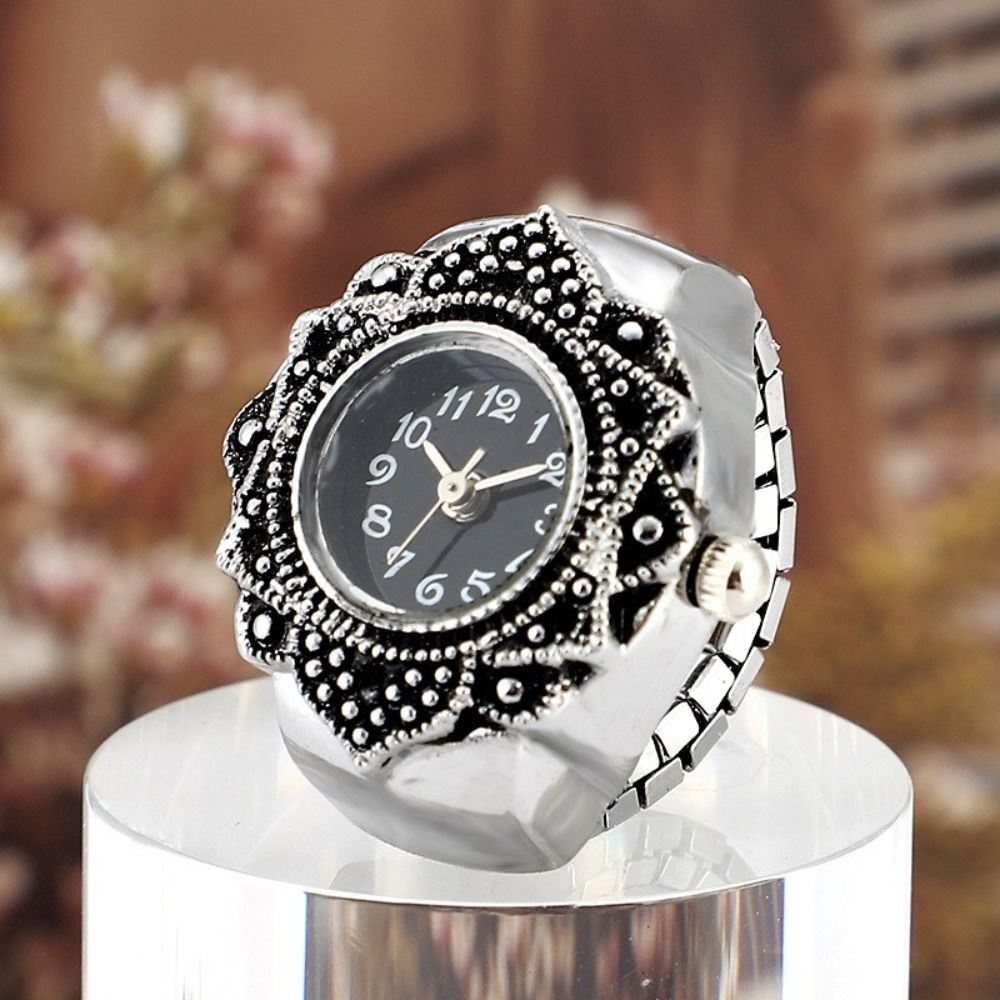for Women Men Jewelry Clock Gift Round Quartz Finger Rings Ring Watch Elastic Stretchy Rings Digital Watch