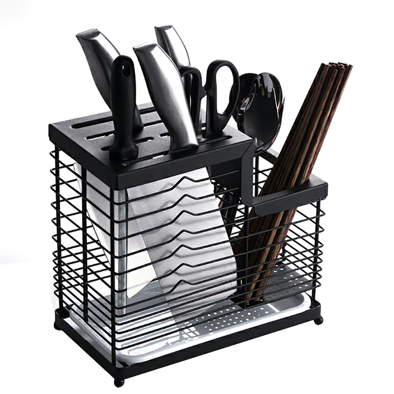 Household Knife Holder Kitchen Shelf Drain Tray Kitchen Wallmount