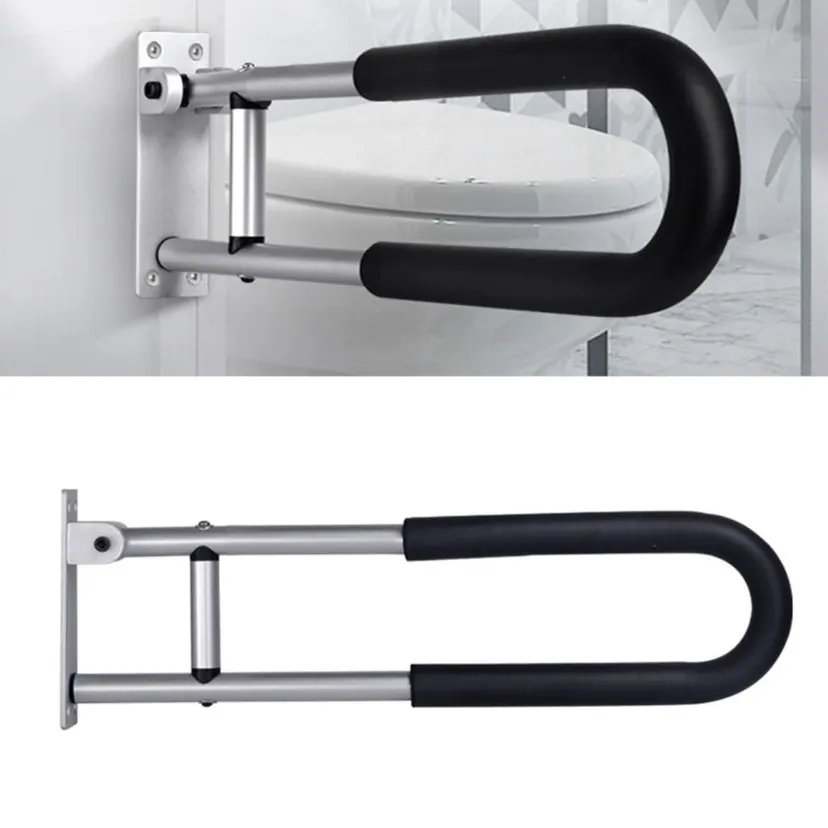 Practical Foldable Toilet Armrest Non Slip Barrier Free Elder Handrails Aluminum Alloy Grab Bars Rails