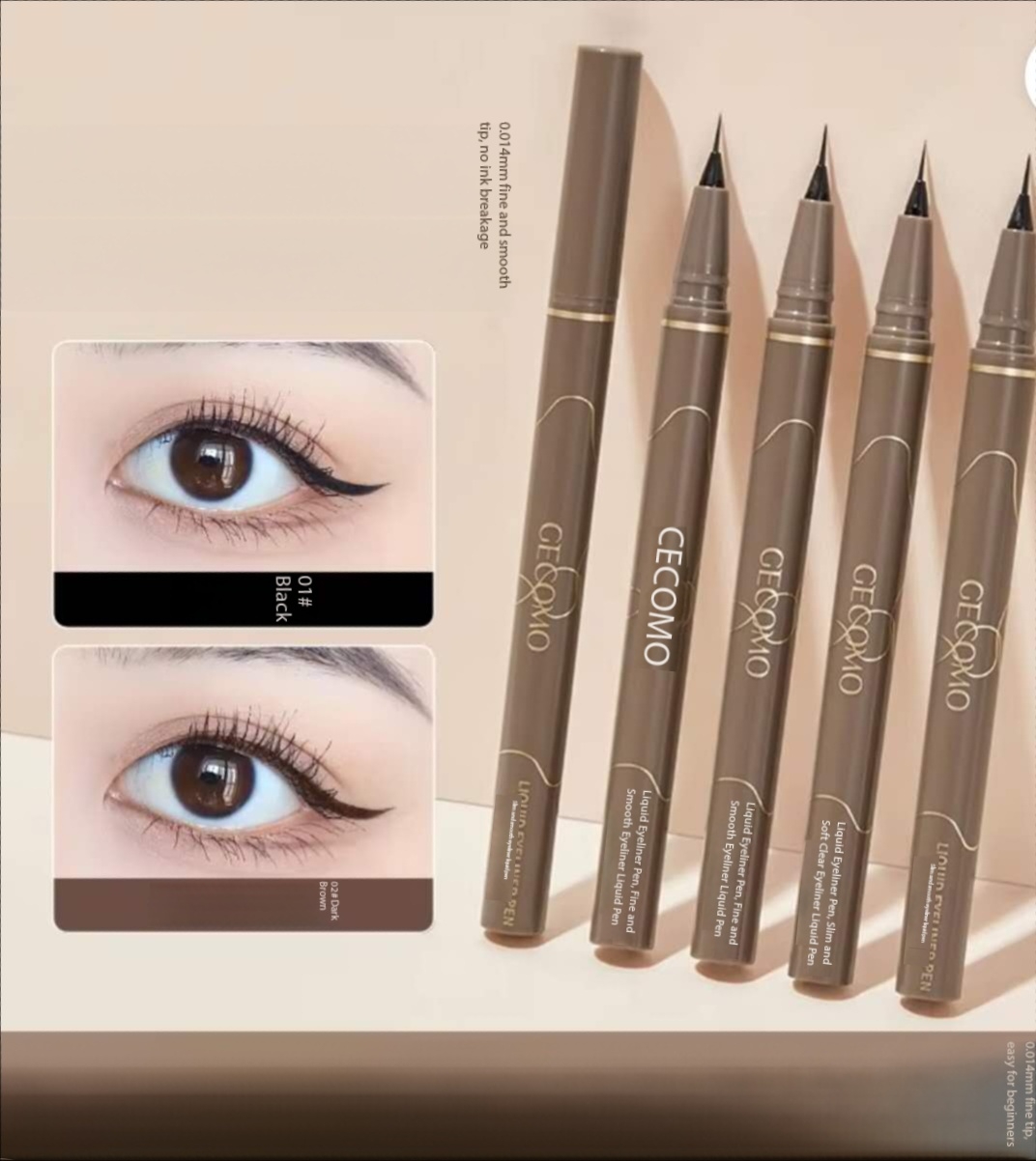 1 Piece Gecomo Super Excellent Quality Black Eye Liner Eyeliner Waterproof Marker Ultra Thin Eyeliner - Best Liner For Girls