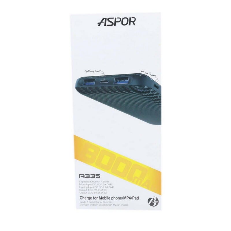 Power Bank Aspor 8000 Mah 37 W A335