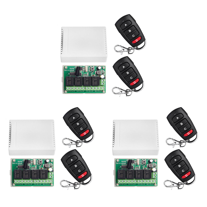 OUMERY 3X DC12V 24V 4CH Remote Control Switch 433M Receiving Control Four-Way Relay Module