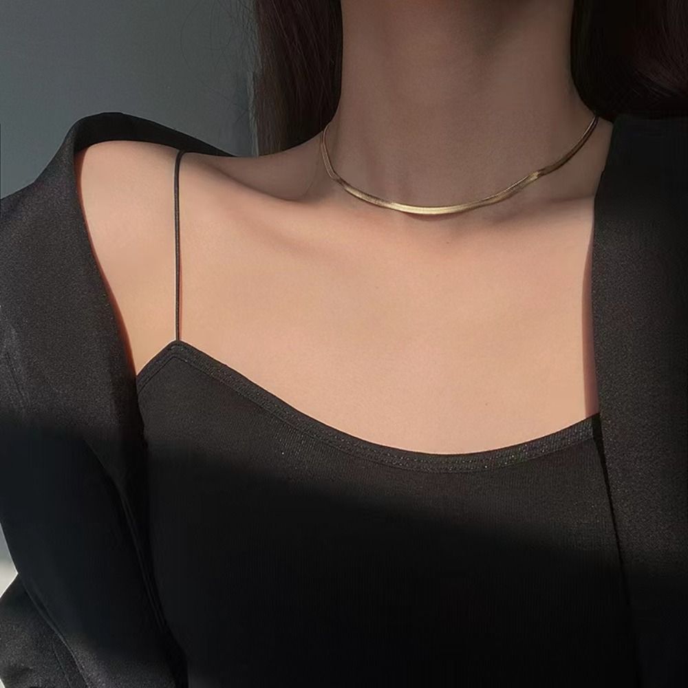 New Gold/Silver Stainless Steel Necklace 2mm/3mm Stainless Steel Neck Chains Snake Chain Necklace woman