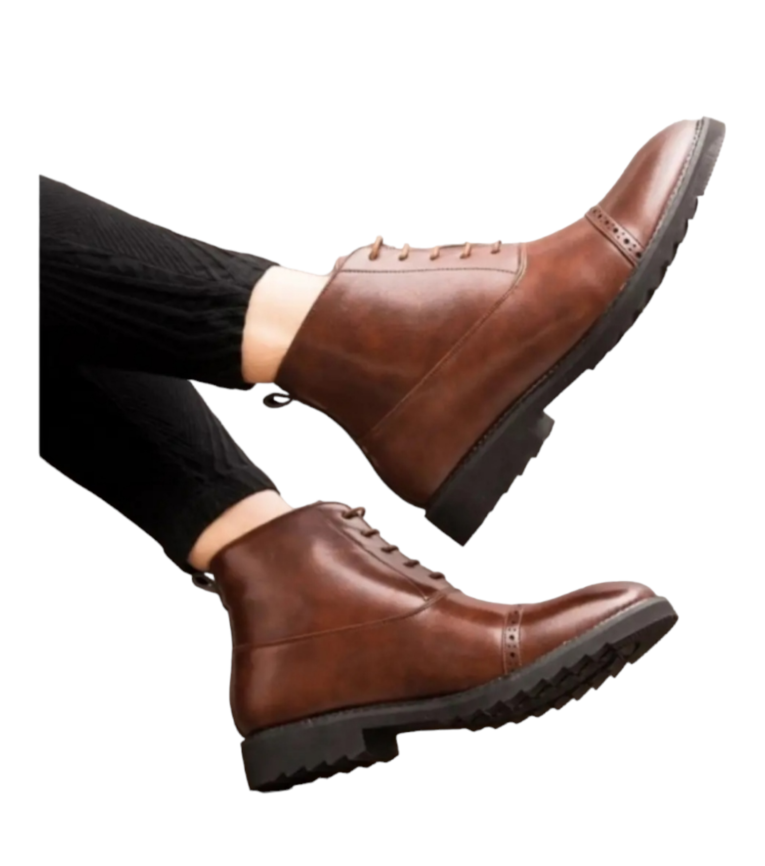 Remember Brown Brogue Derby Casual Leather Half Boots For Men(Yk-412)