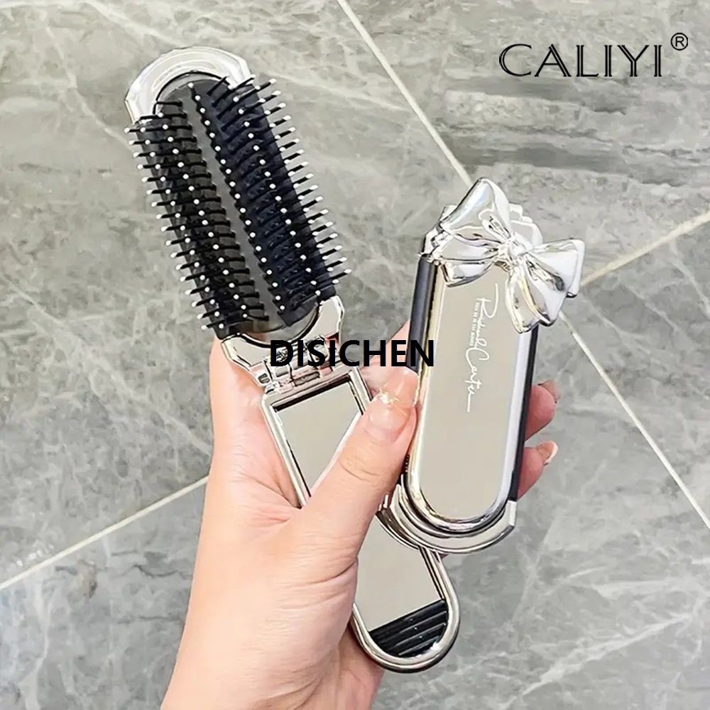 DISICHEN CALIYI 1PCS Folding Mini Pocket Hair Comb with Mirror Portable Massage Comb Brush for Salon Travel Outdoor Makeup Styling Tools Portable