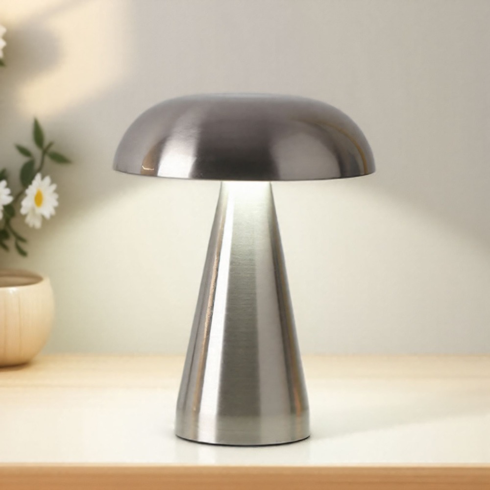 Modern LED Mushroom Night Light Touch Sensor Mushroom Shape Desk Lamp Metal Rechargeable Reading Light Bedroom