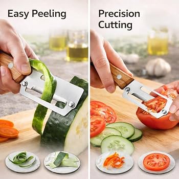 1pc Stainless Steel Peeler Wooden Handle Peeling Slicing Fruits Vegetables Durable Multi-Purpose Peeler Knife Kitchen Gadgets