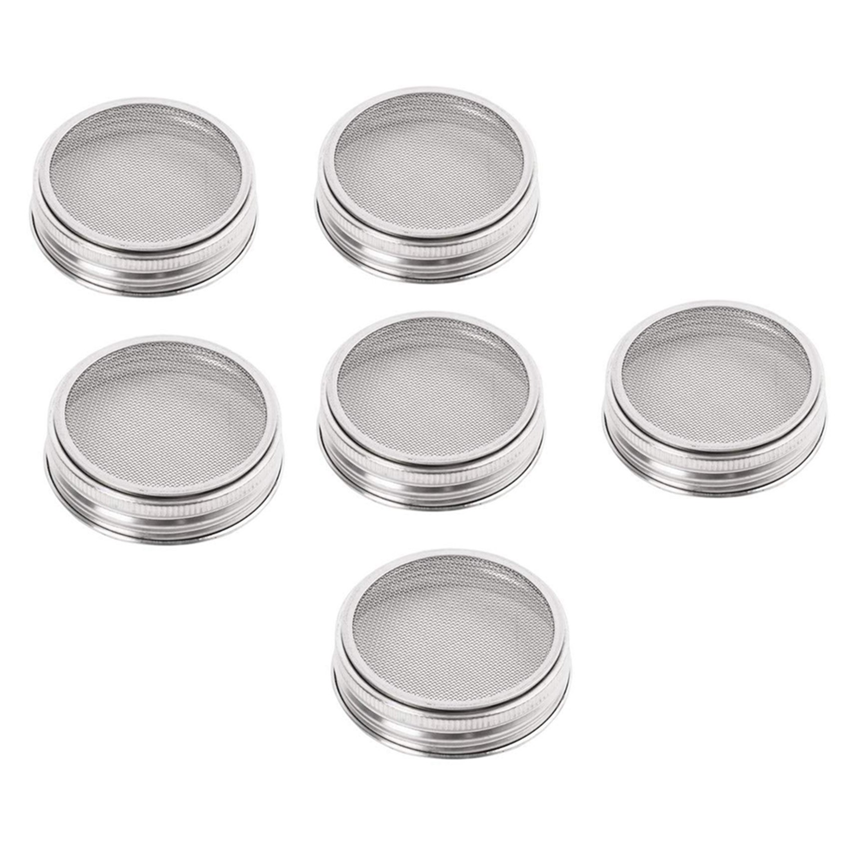 NAMUNY Set of 6 Stainless Steel Sprouting Jar Lid Kit for Superb Ventilation Fit for Wide Mouth Jars Canning Jars