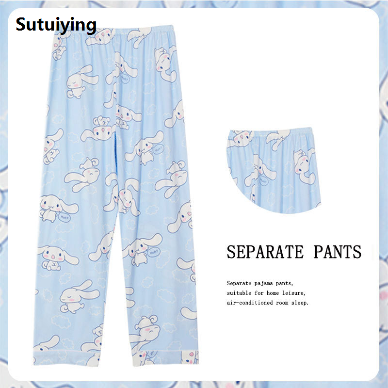 Sutuiying Anime Sanrio Hello Kitty Y2k Kawaii Kuromi Women's Pajama Cartoon 2025 New Cinnamoroll Long Pants Melody Summer Home Leisure Sleep Pant