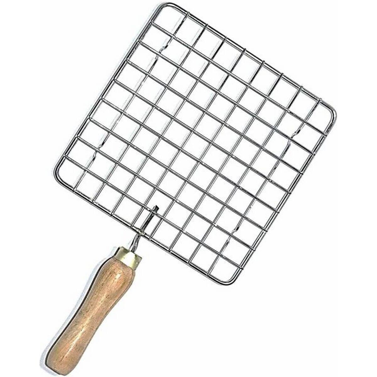 17 CM Square Papad Chapati Roti Grill Jali With Wooden Handle 1 kg Roaster 1 kg Roaster (Steel)