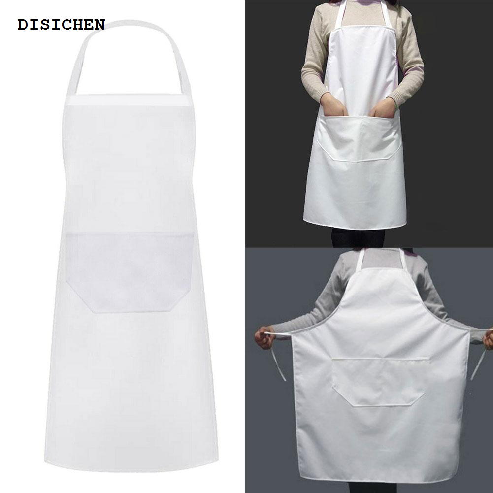 DISICHEN New style New Fashion Kitchen Aprons for Woman Men Chef Work Apron for Grill Restaurant Bar Shop Cafes White Waterproof Apron