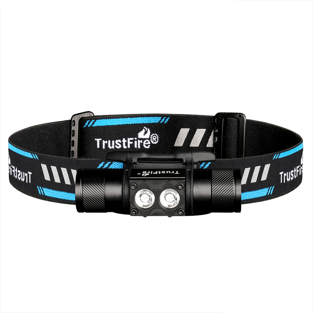 Trustfire Powerful Two Rechargeable LED Headlamp 150 ° Floodlight Waterproof IP68 Aluminum Head Light for Camping Mining Running