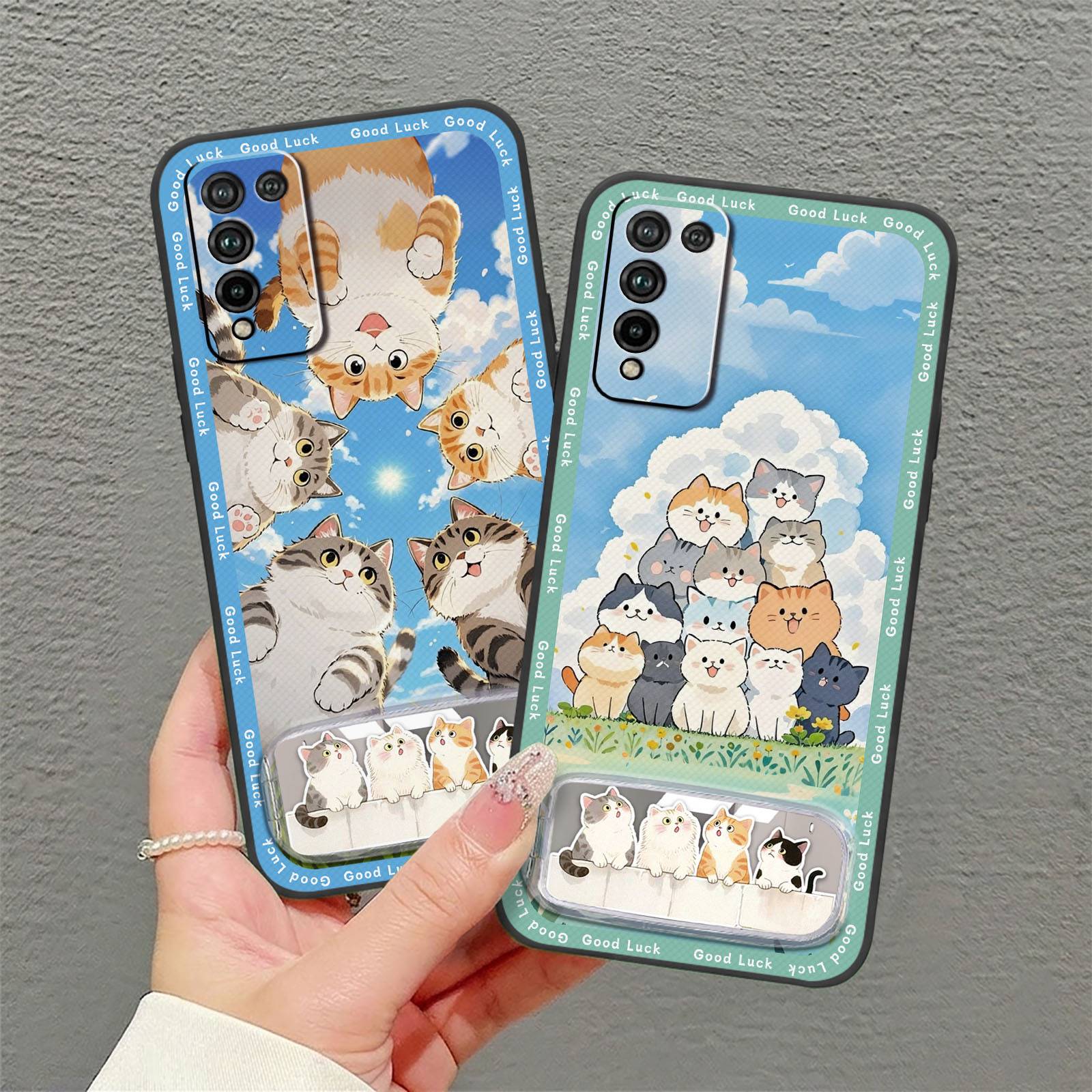 Mirror Silicone Phone Case For Huawei Honor-10X Lite Makeup Mirror Soft case Phone Holder Anti-dust TPU Embroidery Plush