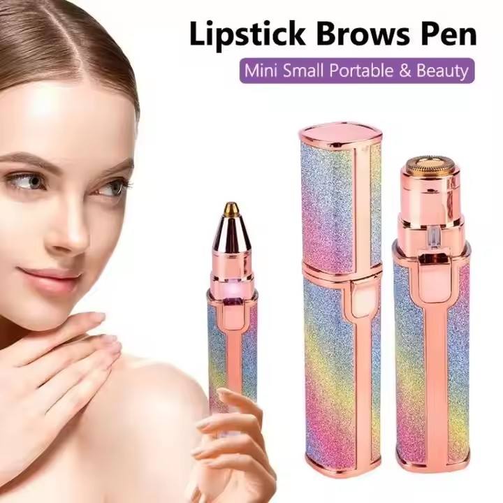 2 in 1 Rechargeable Electric Eyebrow & Facial Hair Remover | Painless Precision Trimmer Razor for Women, Nose, Lips, Bikini & Body Hair