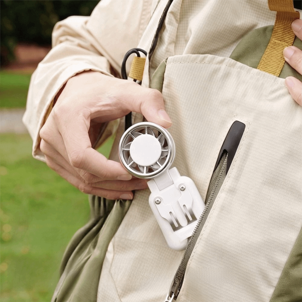 Compact Shape Long Lasting Battery Foldable Clip On Fan Foldable Lightweight Body Multiple Usage Ways Mini Cooling Fan Built-in Rechargeable Battery Turbine Wind Wheel Turbine Small Fan Walking Hiking Camping