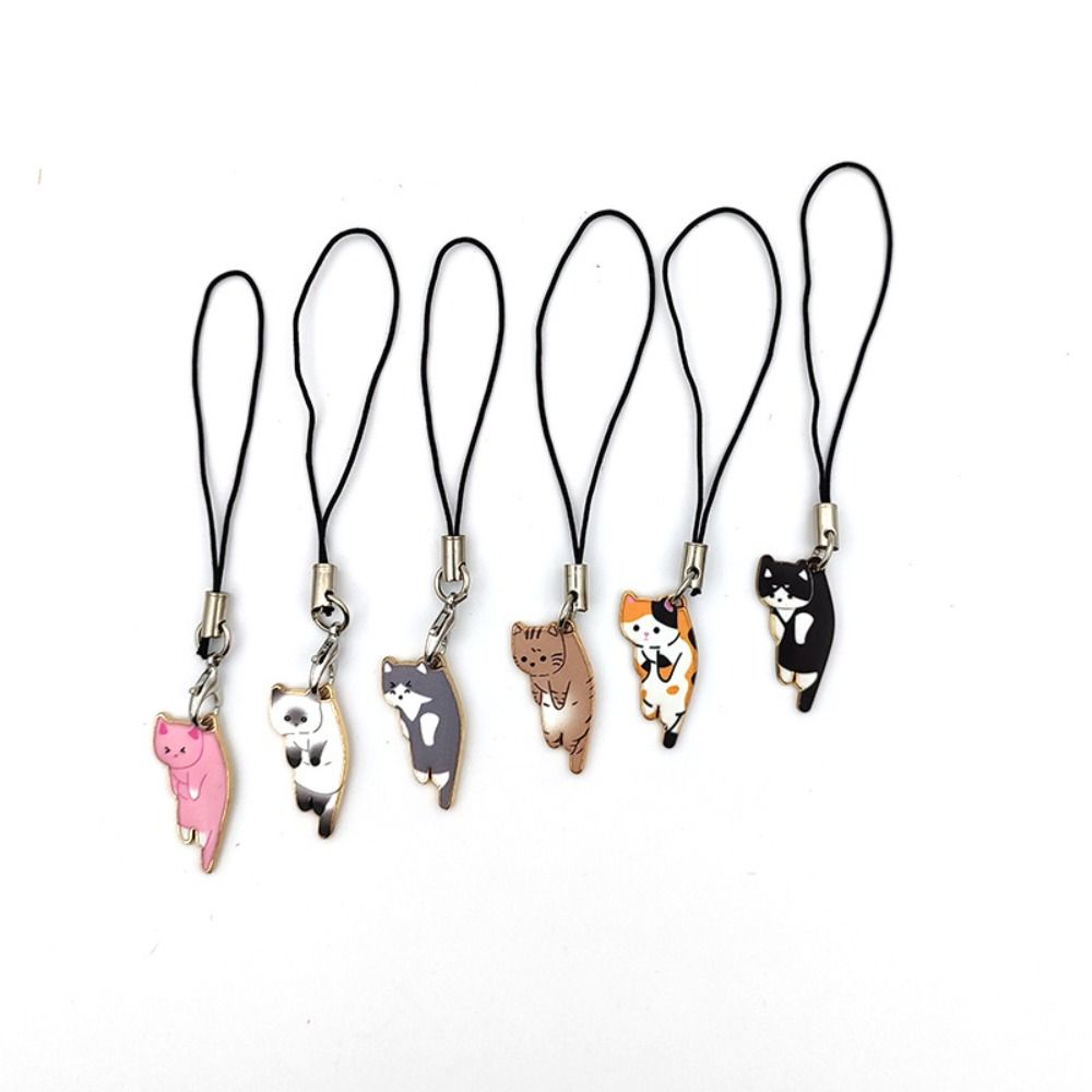 Fashion Cats Mobile Phone Lanyard Alloy Animal Wrist Strap Key Pendant Bag