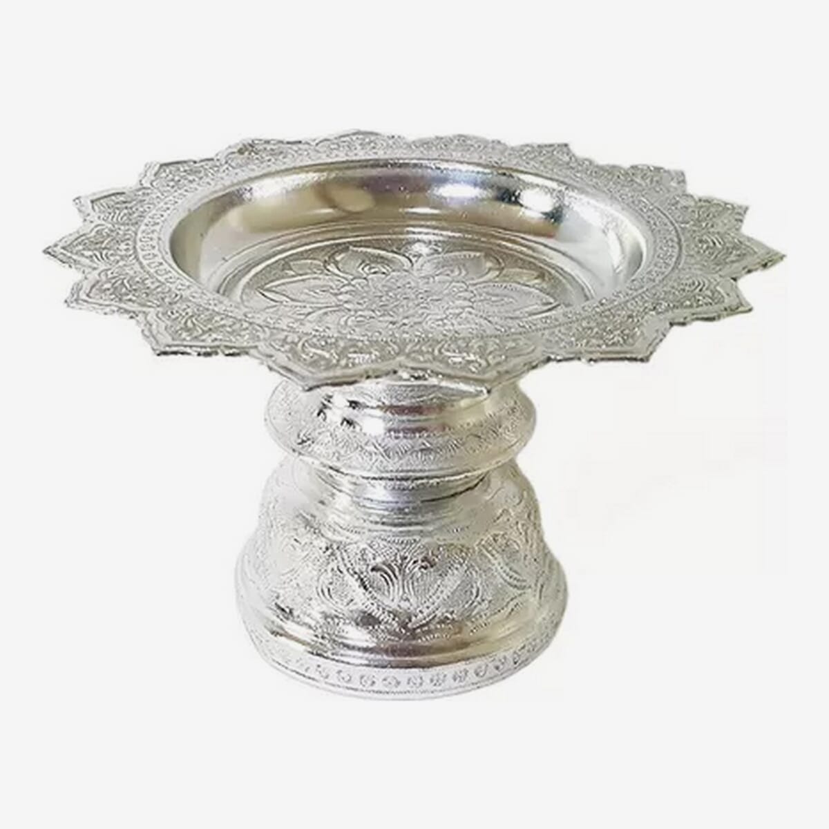 Thai Silver Coated Aluminium Traditional Tika Dani-20cm