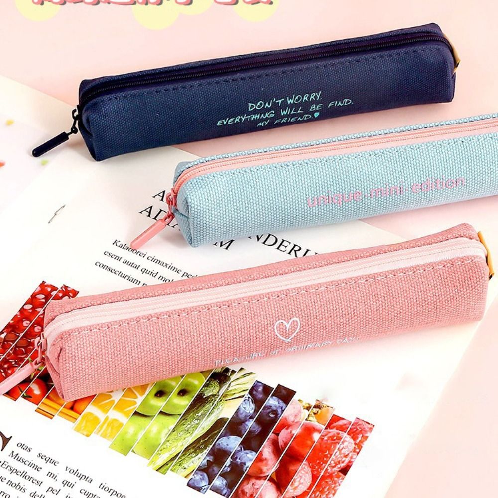 New Simple Mini Pen Bag Thickened Canvas Portable Stationery Organizer Small Capacity Multi-function Pencil Box Universal